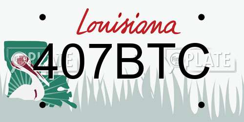 407BTC Louisiana License Plate