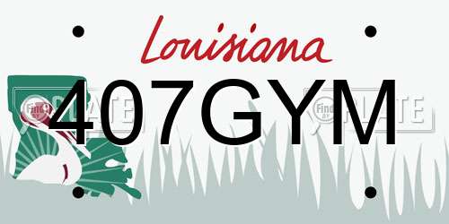 407GYM Louisiana License Plate