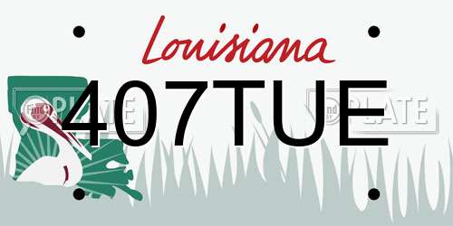 407TUE Louisiana License Plate