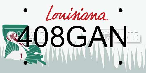 408GAN Louisiana License Plate