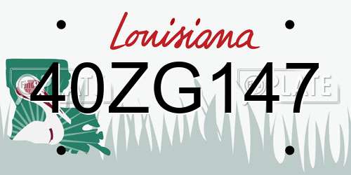40ZG147 Louisiana License Plate