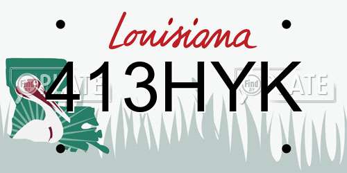 413HYK Louisiana License Plate