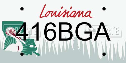 416BGA Louisiana License Plate