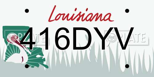 416DYV Louisiana License Plate