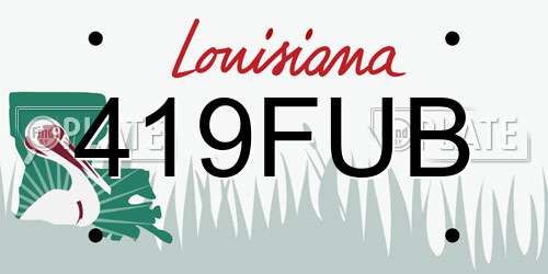 419FUB Louisiana License Plate