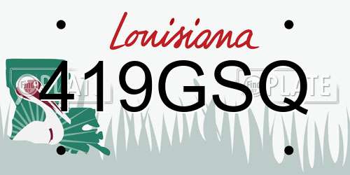 419GSQ Louisiana License Plate
