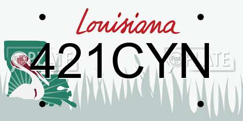 421CYN Louisiana License Plate