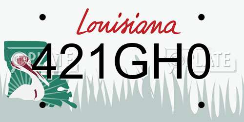 421GH0 Louisiana License Plate