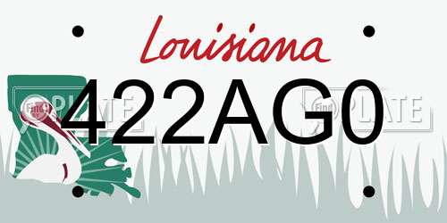 422AG0 Louisiana License Plate