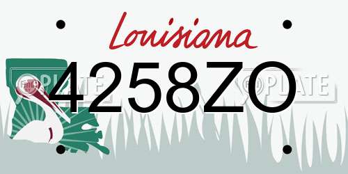 4258ZO Louisiana License Plate