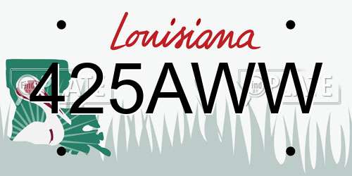 425AWW Louisiana License Plate