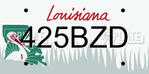 425BZD Louisiana License Plate