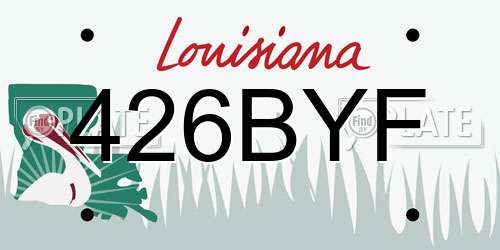 426BYF Louisiana License Plate