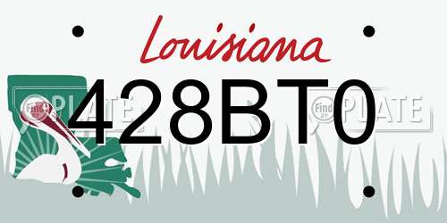 428BT0 Louisiana License Plate