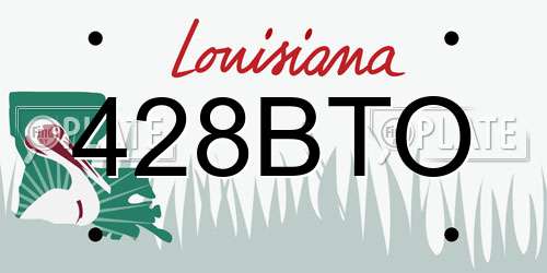 428BTO Louisiana License Plate