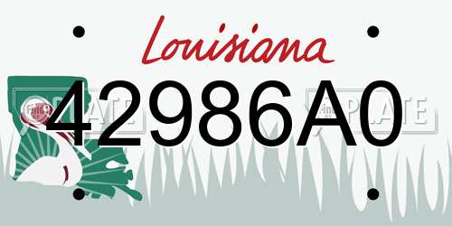 42986A0 Louisiana License Plate