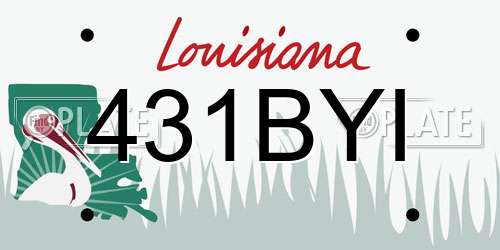 431BYI Louisiana License Plate