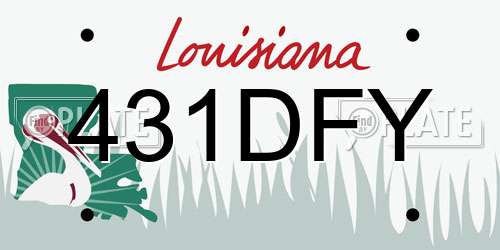 431DFY Louisiana License Plate