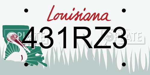 431RZ3 Louisiana License Plate