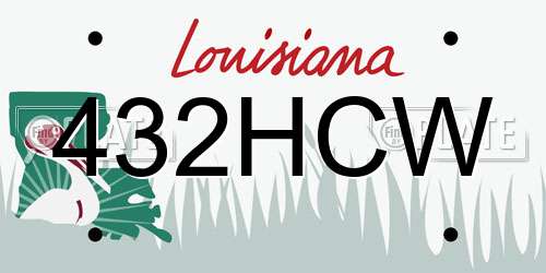 432HCW Louisiana License Plate