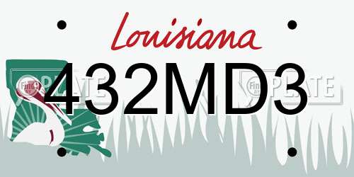 432MD3 Louisiana License Plate