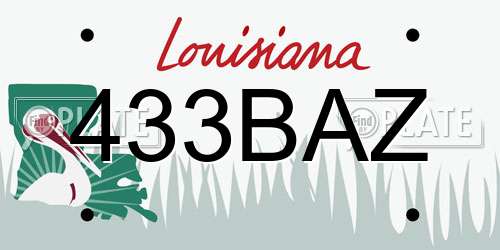 433BAZ Louisiana License Plate