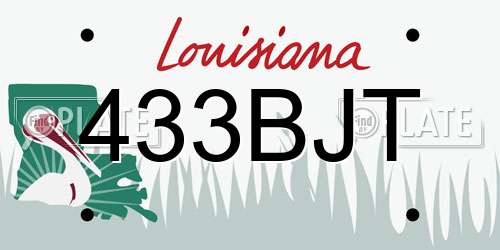 433BJT Louisiana License Plate