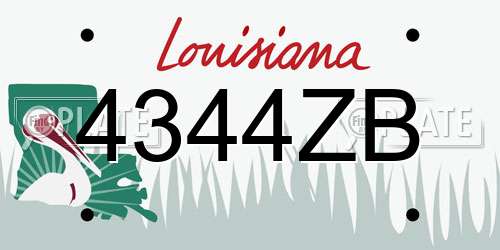 4344ZB Louisiana License Plate