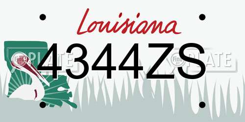 4344ZS Louisiana License Plate