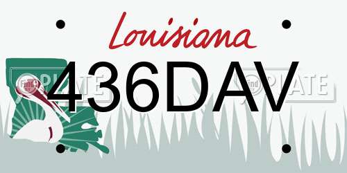 436DAV Louisiana License Plate