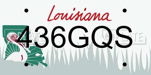 436GQS Louisiana License Plate