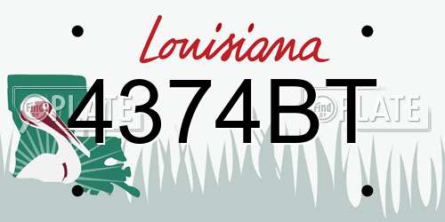 4374BT Louisiana License Plate