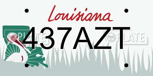 437AZT Louisiana License Plate
