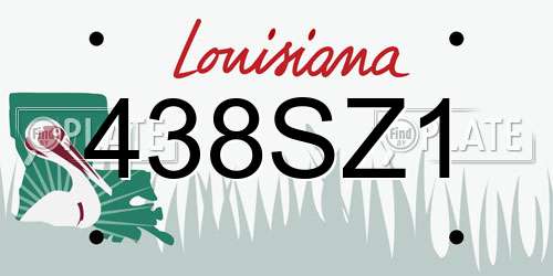 438SZ1 Louisiana License Plate