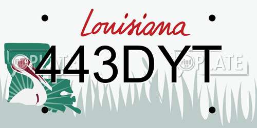 443DYT Louisiana License Plate