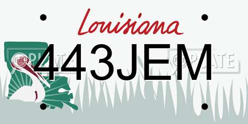 443JEM Louisiana License Plate