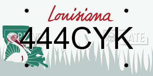 444CYK Louisiana License Plate