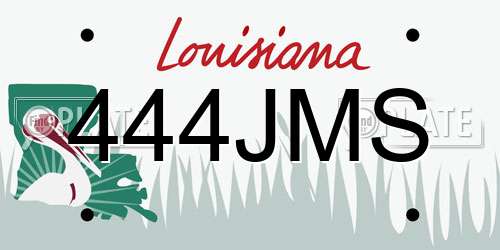 444JMS Louisiana License Plate