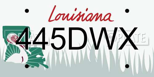 445DWX Louisiana License Plate