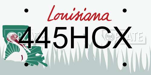 445HCX Louisiana License Plate