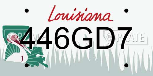 446GD7 Louisiana License Plate