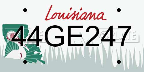 44GE247 Louisiana License Plate