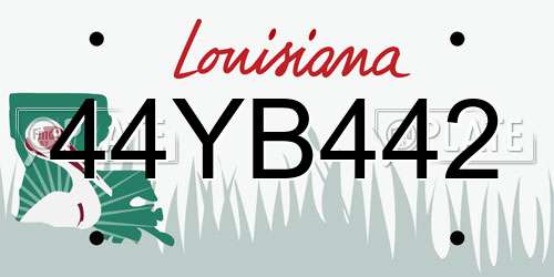 44YB442 Louisiana License Plate