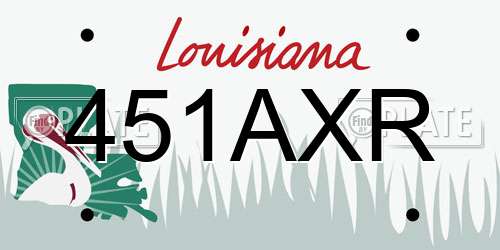 451AXR Louisiana License Plate