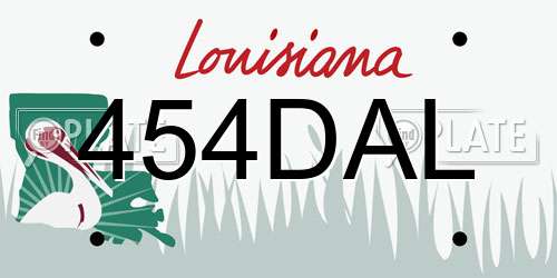 454DAL Louisiana License Plate