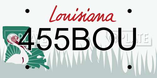 455BOU Louisiana License Plate