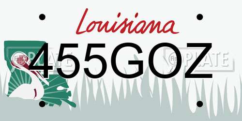 455GOZ Louisiana License Plate