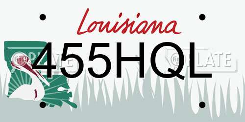 455HQL Louisiana License Plate