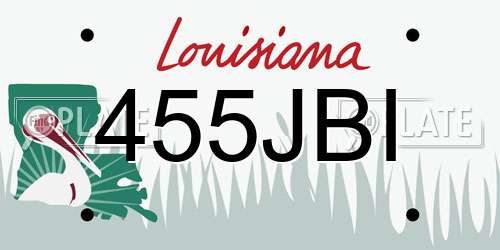 455JBI Louisiana License Plate