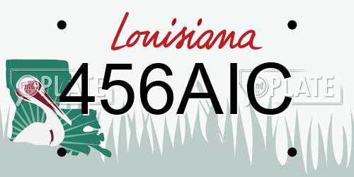 456AIC Louisiana License Plate